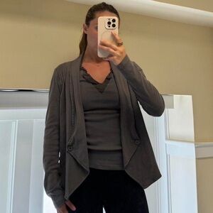 Grey Open Front Cardigan Set